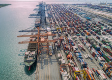 The Busy Of Port Congestion Loading And Discharging  Containers Services In Maritime Transports In World Wide Logistics