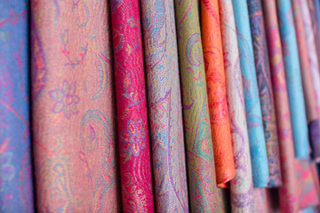 colorful Asian style design handmade fabric pattern textile.