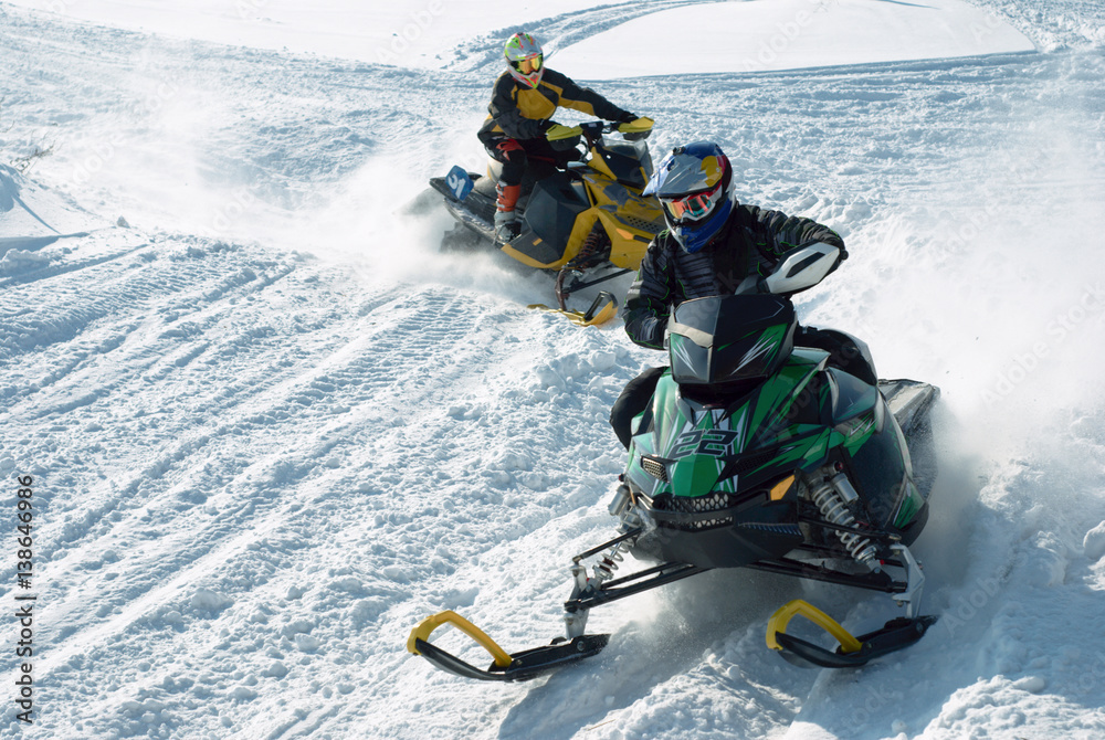 Snowmobile racing. Stock Photo | Adobe Stock