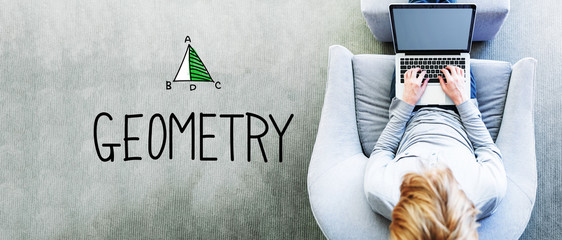 Wall Mural - geometry text with man