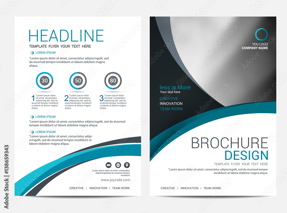 Brochure template flyer design vector background - obrazy, fototapety, plakaty 