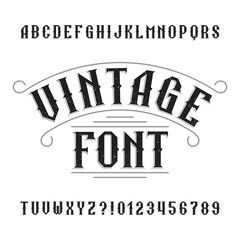 Poster - vintage alphabet. retro distressed letters and numbers. western font for labels, headlines, posters 