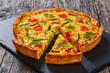 delicious french homemade quiche with Salmon