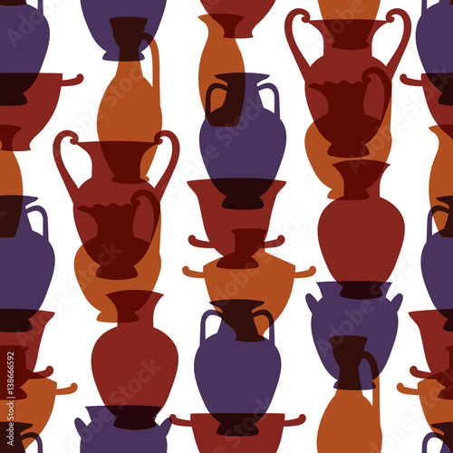 Colorful Greek Traditional Vases Seamless Pattern Vector Buy