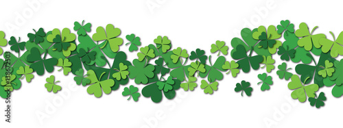 Fotografía Happy Saint Patrick s day vector horizontal seamless pattern background with shamrock
