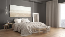 Classic Bedroom, Scandinavian Modern Style, Minimalistic Interior Design