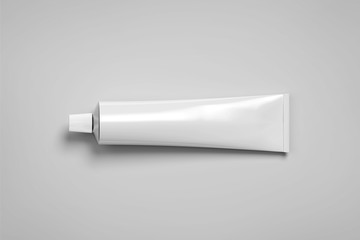 blank white tube mockup lying, 3d rendering. clear skincare cream pack design mock up. clean ointmen