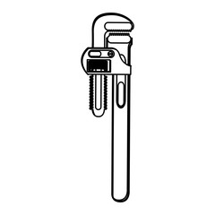 monochrome line contour of pipe wrench tool vector illustration