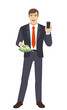 © komissar007 - Businessman with money holding mobile phone