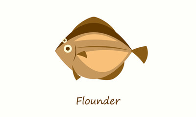 Wall Mural - Flounder fish isolated on white. Simple flat image