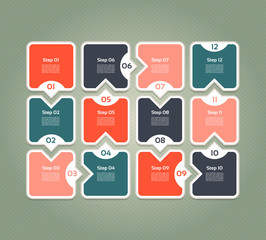 Wall Mural - Vector progress background. Template for diagram, graph, presentation and chart. Business concept with 12 options, parts, steps or processes.