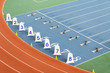 Start line with starting blocks for sprint running on track an field venue
