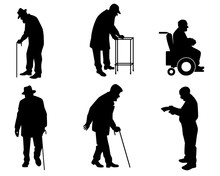 Six Old People Silhouettes