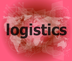 Poster - business concept: logistics word on digital screen
