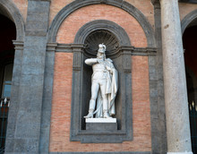 Statue On Facade Of Royal Palace Naples