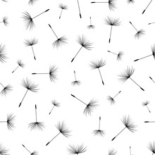 Seamless Pattern With Dandelion Fluff Silhouette