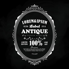 Wall Mural - antique frame label retro hand drawn engraving border vector illustration