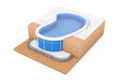 In - Ground Blue Outdoor Swimming Water Pool with Ladder Construction Plan. 3d Rendering