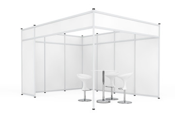 Poster - Trade Commercial Exhibition Stand. 3d Rendering