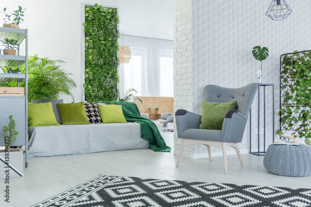 Living room with sofa and armchair Stock Photo | Adobe Stock