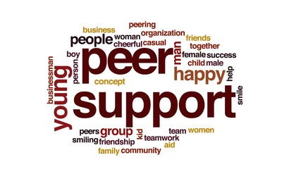 Wall Mural - Peer support animated word cloud, text design animation.