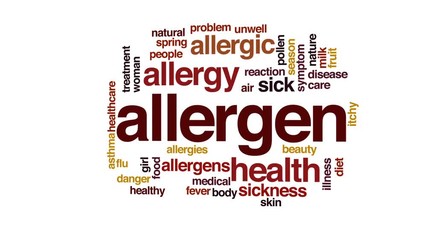 Sticker - Allergen animated word cloud, text design animation.