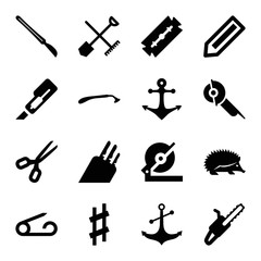 Sticker - Set of 16 sharp filled icons