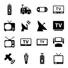 Aufkleber - Set of 16 tv filled icons