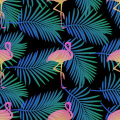 Fotoroleta wzór dżungla sztuka ptak flamingo