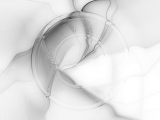 Poster - Abstract white background. Fractal graphics. Composition of curves and mosaic halftone effects.