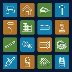 Poster - Set of 16 construction outline icons