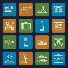 Poster - Set of 16 tourism outline icons