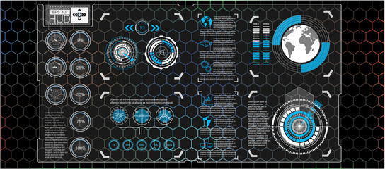Poster - Abstract background with different elements of the hud. Hud elements,graph.Vector illustration.Head-up display elements for Infographic elements.