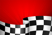 Red Racing Background With Checkered Flag