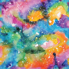 Wall Mural - watercolor galaxy illustration. seamless pattern.