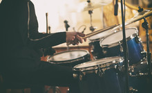 A Drummer Plays On Drums