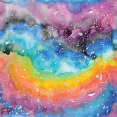 Wall Mural - watercolor galaxy illustration. seamless pattern.