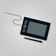 Graphic Tablet with wire cable. Flat vector illustration.