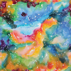 Wall Mural - watercolor galaxy illustration. seamless pattern.