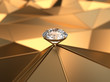 Diamond gold jewelry on abstract fashion surface 3D rendering