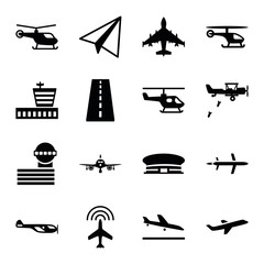 Sticker - Set of 16 aviation filled icons