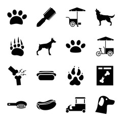 Wall Mural - Set of 16 dog filled icons