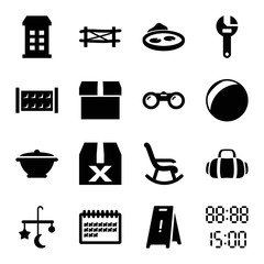 Wall Mural - Set of 16 object filled icons