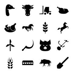 Wall Mural - Set of 16 farm filled icons