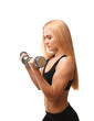 © Africa Studio - Young athletic woman with dumbbells isolated on white