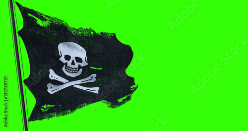 ripped tear grunge old fabric texture of the pirate skull flag waving in wind...