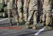 Military Marines Coming Home from Deployment in Uniform and Boots