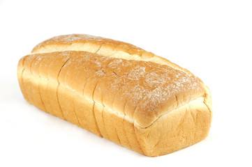 sliced bread on white background