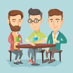 Poster - Group of men drinking hot and alcoholic drinks.