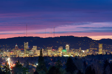 Wall Mural - City of Portland Oregon Skyline at Twilight